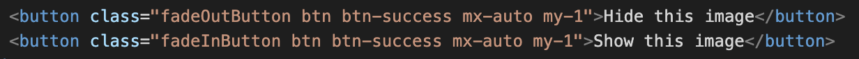 HTML Code for assigning button class.