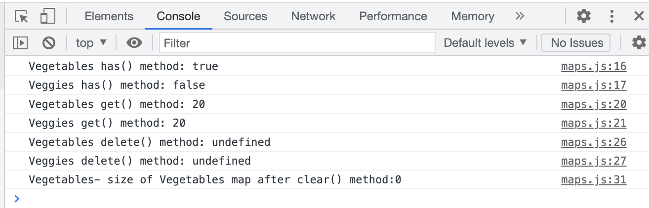JavaScript map methods output examples.